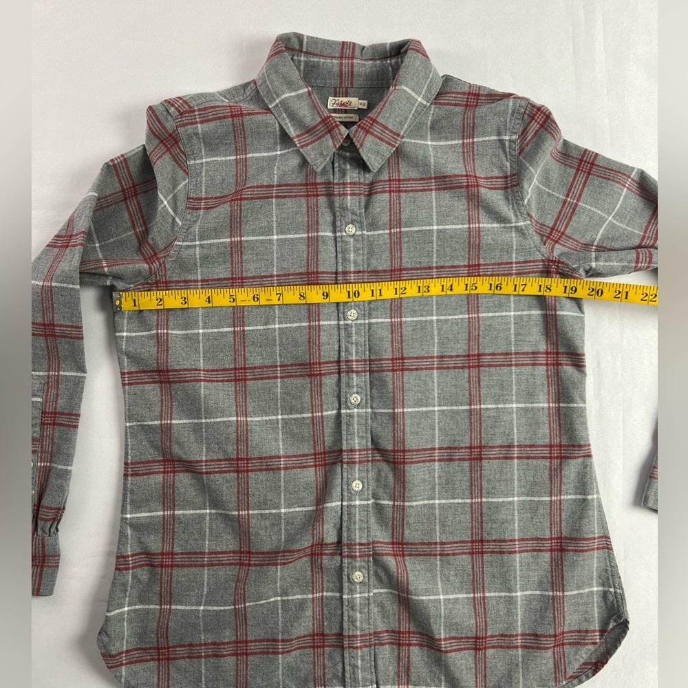 Faherty Organic Cotton Blend Gray Red White Plaid Fall Winter Office Button Down - Picture 6 of 11